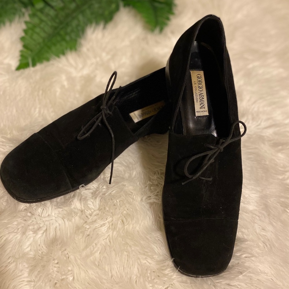 Giorgio Armani black suede leather shoes